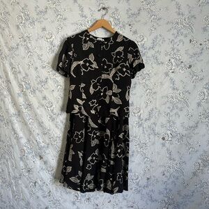 Kasper Black and White Midi Two-Piece Set